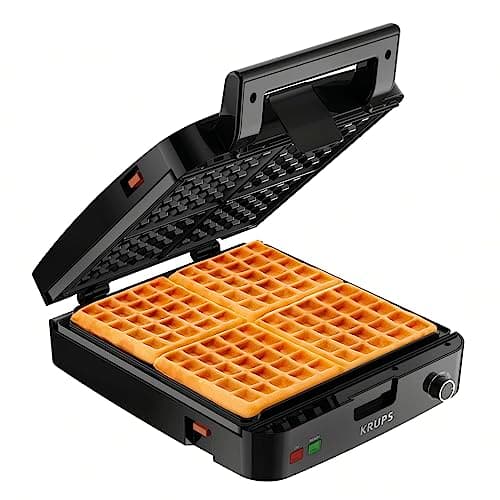 KRUPS 1200W 4-Slice Belgian Waffle Maker with Removable Dishwasher-Safe Plates