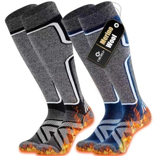 Cirorld Seamless Toe High-Content Merino Wool Insulated Ski Socks (2-Pair)