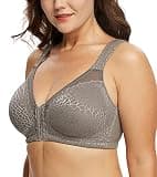 DotVol Full Figure Front-Closure Posture Bra with X-Shaped Back Support Panel