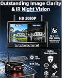 pemacom 1080P Dual Wireless Backup Camera System with 7" Monitor & Magnetic Mount