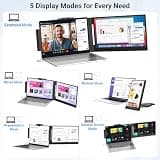 14.1-inch 1080P IPS Dual Screen Portable Monitor Extender for 13 to 17.3-inch Laptops