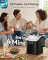 EUHOMY Portable 40-Pound Nugget Ice Maker with Integrated Carry Handle