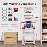 Poolin EOM 15-Needle Commercial Embroidery Machine with Dual Cap Hoops