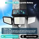 Tuffenough 2500LM 210-LED 3-Head Solar Security Flood Light with Remote