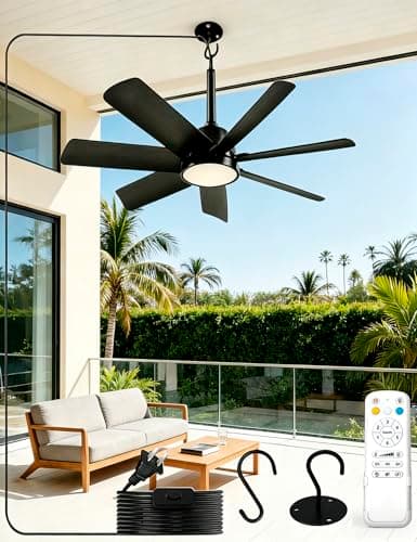 NWOP 28-Inch Plug-In Outdoor Ceiling Fan with Remote Control and 3CCT LED