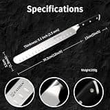 KATISUN 12-Inch German Steel Slicing Knife for BBQ with Ergonomic Handle