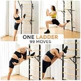 GymYard Solid Pine Swedish Ladder with Adjustable Pull-Up and Dip Station