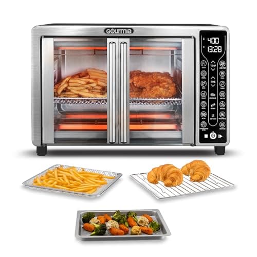 Gourmia French Door Air Fryer Toaster Oven, 6-Slice Capacity & 17 Presets