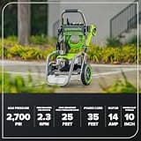 Greenworks 2700 PSI Medium-Duty Brushless Electric Pressure Washer with JettFlow