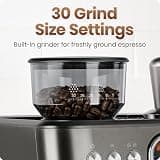 Chefman Crema Deluxe Espresso Machine with Double Boiler and Built-In Grinder