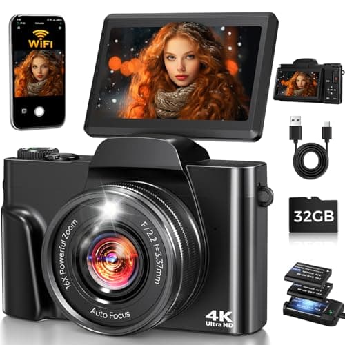 FACLAM 4K Point-and-Shoot Digital Camera with 64MP CMOS Sensor and Remote Smartphone App