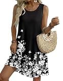 Zeagoo Sleeveless Floral Tank Mini Dress with Relaxed Swing Silhouette and Pockets