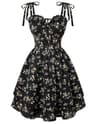 Scarlet Darkness Floral Mini Fairy Corset Dress with Tiered Ruffle Hem