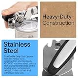 Gorilla Grip Heavy Duty Stainless Steel Smooth Edge Manual Can Opener Tool