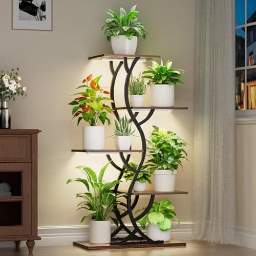 44-Inch 5-Tier Curved Corner Plant Stand Display Rack with Full Spectrum Lights