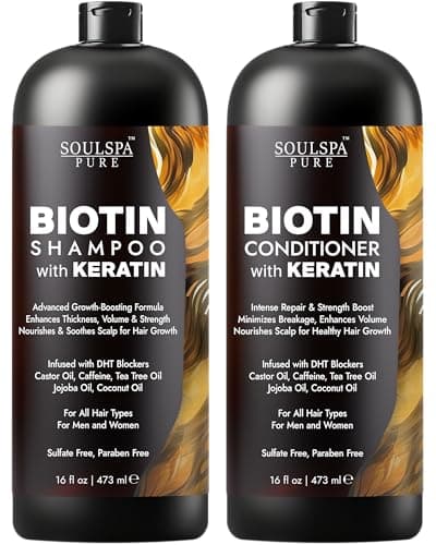 Biotin & Keratin Thickening Shampoo and Conditioner Set with DHT Blockers (16 fl oz)