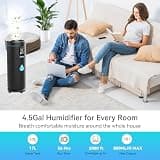 Honovos 17L Anti-Leak Ultrasonic Tower Humidifier with Washable Ceramic Filter