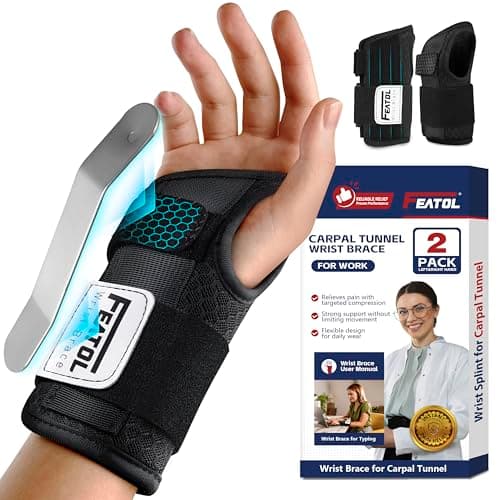 Featol 2-Pack Wrist Brace with Removable Splints for Daytime and Night