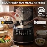 Portable 12-Cup Digital Mini Rice Cooker with Steaming Basket & Delay Timer