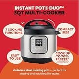 Instant Pot Duo 7-in-1 Mini Multi-Cooker with Stainless Steel Pot, 3 Qt