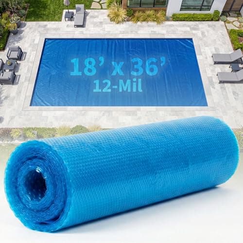 Blue Wave Blue Rectangle Solar Pool Thermal Blanket, 18 x 36 Ft, 12 Mil