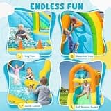 FINCOME Dual-Height Inflatable Water Slide and Sports Play Park for Kids