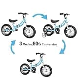 OHIIK 2-in-1 Kids Balance to Pedal Bike with Training Wheels, 12-Inch Frame