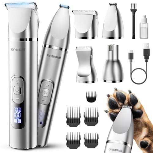oneisall 4-in-1 Dog Grooming & Paw Trimming Kit with 3-Speed Motor & LCD Display