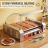 Vexon 11-Roller Hot Dog Cooker, 30-Dog Capacity with Safety Cover, 1670W