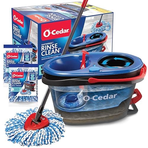 O-Cedar RinseClean Spin Mop & Bucket System with 3 Microfiber Pads