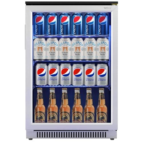 Weili 20-Inch Built-In Beverage Fridge, 120-Can Capacity with Glass Door