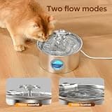 Ultra-Quiet Stainless Steel Cat Water Fountain with LED Light & Flower Spout 2.6L