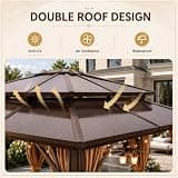 Aoxun 12x16 ft. Large Outdoor Polycarbonate Double Roof Metal Pavilion