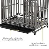 LUCKUP 38-Inch Heavy Duty Spot-Welded Steel Dog Cage with Lockable Wheels