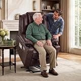 MCombo 7040 Medium Electric Power Lift Recliner with Massage in Dark Brown