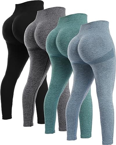 NORMOV Seamless Scrunch Booty Butt Lifting Workout Leggings 4-Piece Set