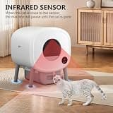 Cumrige Open-Top Self-Cleaning Cat Litter Box with Massive 15L Waste Bin