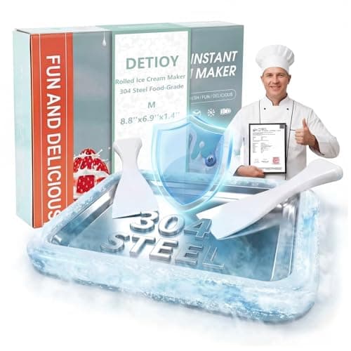 DETIOY 2026 Upgraded SUS304 Stainless Steel Rolled Ice Cream Maker Kit
