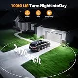 Onforu 90W Ultra Bright 4-Head LED Security Flood Light, 10000 Lumens IP66 Waterproof