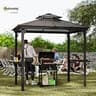 Outsunny 9x5 ft. Polycarbonate Double-Tier Hardtop Grill Gazebo with Shelves
