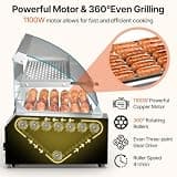 Seeutek 7-Roller Hot Dog Grill with Glass Hood, 24-Dog Capacity, 1100W