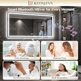 Keonjinn 48" x 36" Smart Dual-Zone LED Lighted Mirror with Built-In Bluetooth Speaker