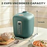 CHACEEF 2-Cup Uncooked Mini Rice Cooker with Smart Control and 24-Hour Timer