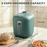 CHACEEF 2-Cup Uncooked Mini Rice Cooker with Smart Control and 24-Hour Timer