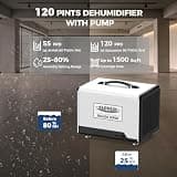ALORAIR 120 PPD Commercial-Grade Crawl Space Dehumidifier with Heavy-Duty Pump