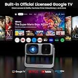 HAPPRUN 2000 ANSI Official Licensed Google TV Outdoor Movie Projector