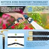 KETTOYA 100ft Non-Expanding Garden Hose with 360° Rotating Swivel Connectors