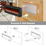 Valuxhome 50-Inch Wall Mounted Electric Fireplace with Timer and Remote