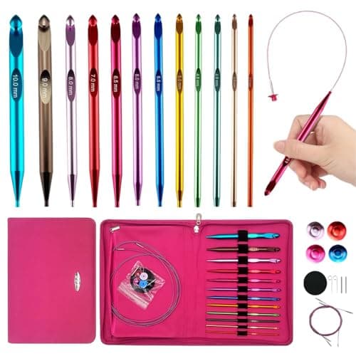 Yarniss Long Aluminum Interchangeable Tunisian Crochet Hook Cable Set