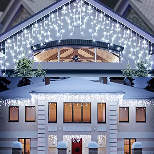 AGIRL 32.8-Foot 400-LED Icicle Lights with Clear Wire and 8 Lighting Modes